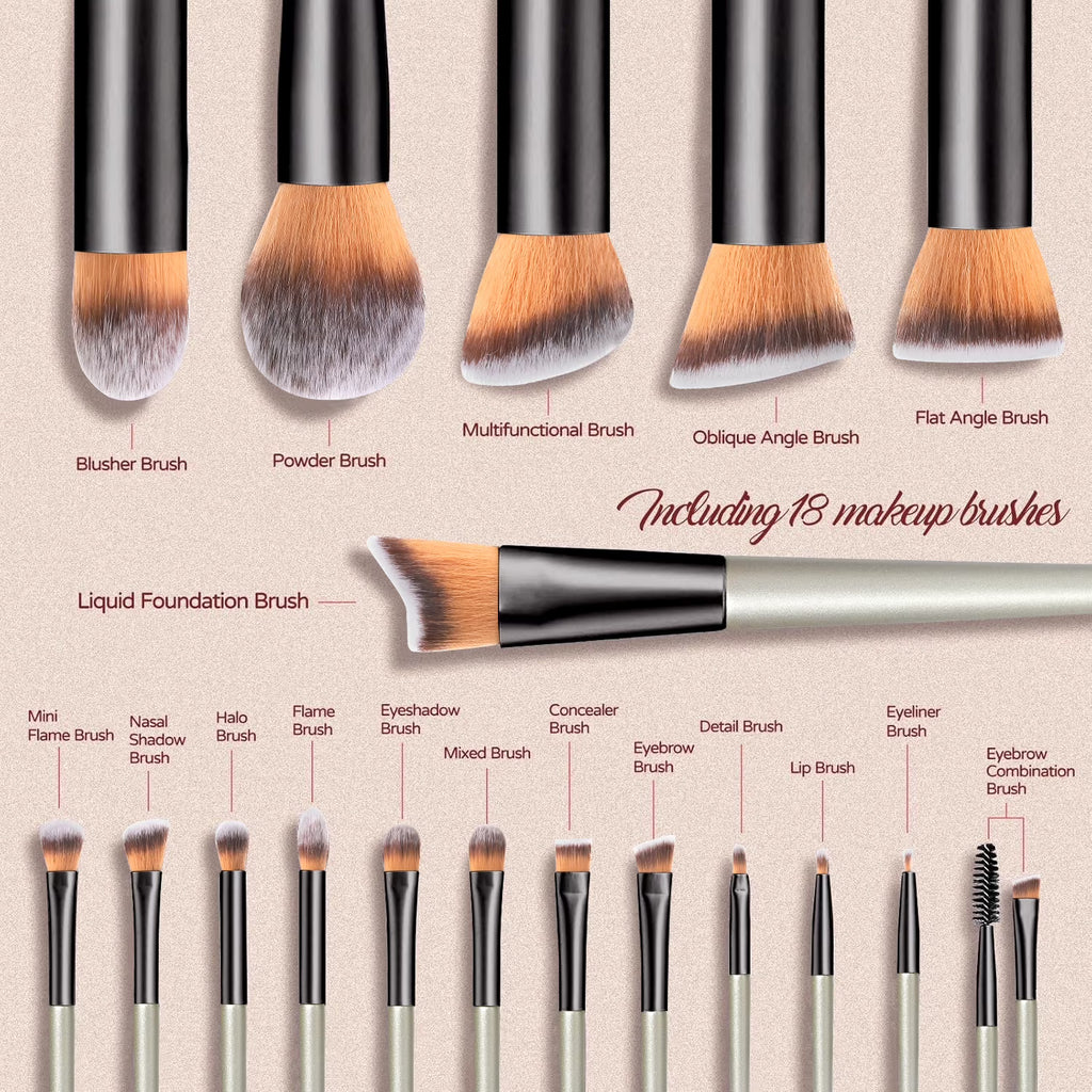 18-Piece Professional Makeup Brush Set
